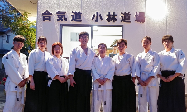 With attending members in front of Kobayashi Sensei's dojo.